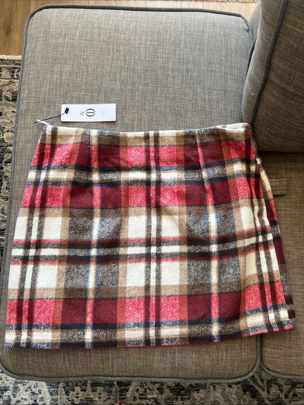 Plaid Mini Skirt in Red and Brown - Unbranded